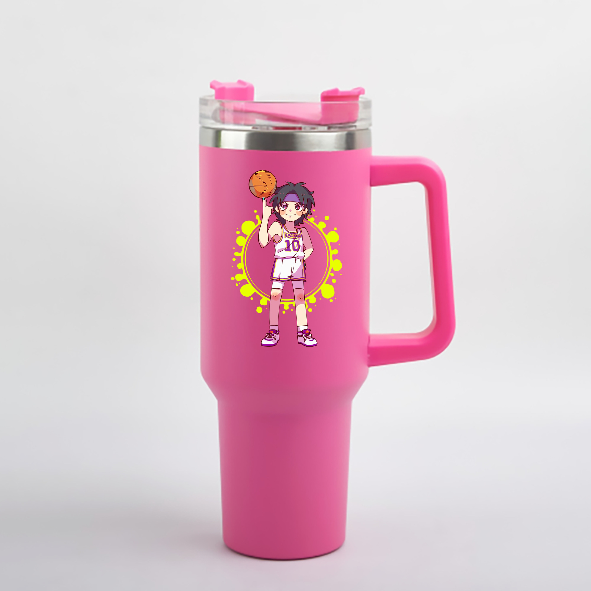 （画像用） SLAM DUNK／スラムダンク 1200mL車用タンブラー - クリスタルステッカー（プラスチックストロー付き）
